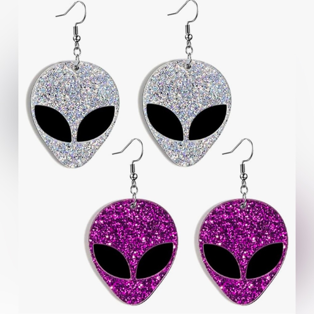 Brand new in packaging, 4 pairs of alien earrings
